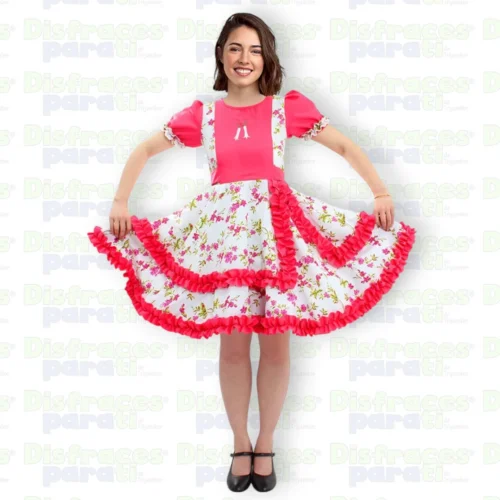VESTIDO HUASA CHINITA FUCSIA/BLANCO MUJER