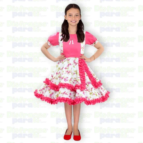 VESTIDO HUASA CHINITA FUCSIA/BLANCO NIÑA