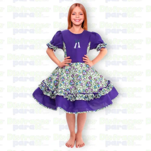 VESTIDO HUASA CHINITA LILA NIÑA