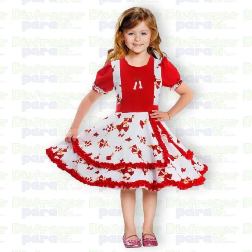VESTIDO HUASA CHINITA ROJO/BLANCO NIÑA